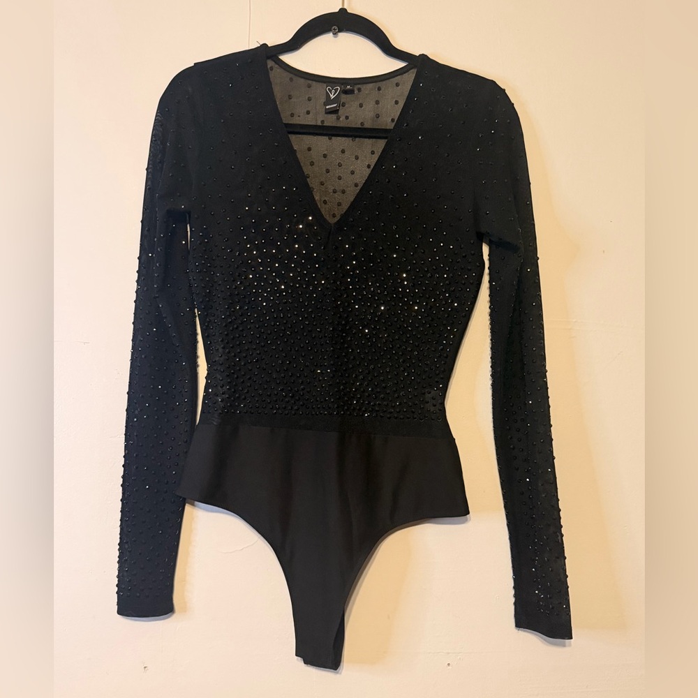 Windsor Black Polka Dot Mesh Bodysuit